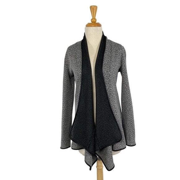 Dusak Design M Gray Black Open Knit Cardigan Art To Wear Lagenlook Hearts - Picture 3 of 9